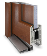 Haustür Kunststoff Premium T037 Golden Oak-RAL 9016 Detail Querschnitt