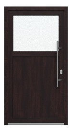 Haustür Kunststoff Premium Plus F002 Mahagoni-RAL 9016 Frontansicht außen