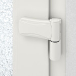 Haustür Kunststoff Premium Plus F002 Mahagoni-RAL 9016 Detail Bänder