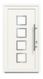 Haustür Kunststoff Premium Plus F008 RAL 9016-RAL 9016 Frontansicht außen