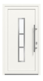 Haustür Kunststoff Premium Plus F027 RAL 9016-RAL 9016 Frontansicht außen
