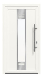 Haustür Kunststoff Premium Plus F052 RAL 9016-RAL 9016 Frontansicht außen