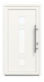 Haustür Kunststoff Premium Plus F057 RAL 9016-RAL 9016 Frontansicht außen