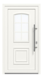 Haustür Kunststoff Premium Plus T002 RAL 9016-RAL 9016 Frontansicht außen