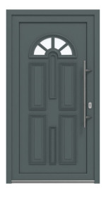 Haustür Kunststoff Premium Plus T015 Quarz Grau-RAL 9016 Frontansicht außen