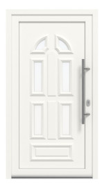 Haustür Kunststoff Premium Plus T023 RAL 9016-RAL 9016 Frontansicht außen