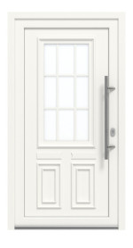 Haustür Kunststoff Premium Plus T036 RAL 9016-RAL 9016 Frontansicht außen