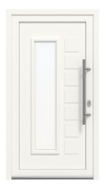 Haustür Kunststoff Premium Plus T042 RAL 9016-RAL 9016 Frontansicht außen