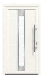 Haustür Kunststoff Premium Plus T048 RAL 9016-RAL 9016 Frontansicht außen