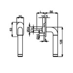 Technische Zeichnung von SÜDMETALL Fenstergriff Sybille Flat Chrom/Edelstahl-sat.