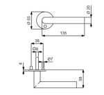 Zeichnung Flat-Türdrücker Ronny II - R 