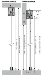 Zeichnung von FLEXO Schiebetürsystem Finesse Matt Schwarz