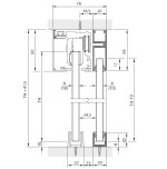 technische Zeichnung von Sigma Flexible für Sinus 2 Motiv klar 2-flg. Glasschiebetür mit zwei festen Seitenteilen Sigma Flexible Variante 3 - Erkelenz