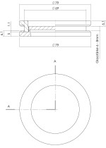 Skizze von Griffmuschel für Glastüren rund 55 mm Edelstahl gebürstet - Intersteel