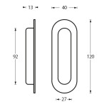 Skizze von Griffmuschel oval 120 x 40 mm Edelstahl gebürstet - Intersteel