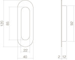 Skizze von Griffmuschel oval 120 x 40 mm Schwarz matt - Intersteel