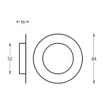 Skizze von Griffmuschel rund 52/85 mm Edelstahl gebürstet - Intersteel