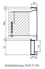 Technische Zeichnung von Stahl-Schiebetürzarge für Mauerwerk 1-flg. - Hörmann