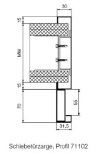 Technische Zeichnung von Stahl-Schiebetürzarge für Ständerwerk 1-flg. - Hörmann