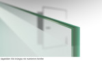 Beispiel Glasart ESG-Grünglas klar mit mattiertem Streifen für Selina Motiv matt 2-flg. Glasschiebetür mit zwei festen Seitenteilen Sigma Flexible Variante 3 - Erkelenz
