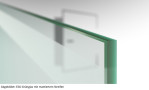 Beispiel Glasart ESG-Grünglas klar mit mattiertem Streifen für Bergamo Motiv matt 2-flg. Glaspendeltür DORMA Mundus BTS Variante 4 - Erkelenz