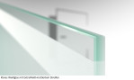 Beispiel Glasart ESG-ExtraWeiß klar mit mattiertem Streifen für Bergamo Motiv matt 2-flg. Glaspendeltür DORMA Mundus BTS Variante 4 - Erkelenz