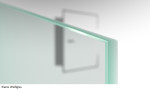 Beispiel Glasart ESG-Weißglas von Float klar Glaspendeltür mit festem Seitenteil und Oberlicht DORMA Mundus BTS Variante 8 - Erkelenz