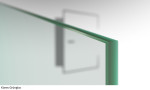 Beispiel Glasart ESG-Grünglas von Float klar 2-flg. Glaspendeltür mit zwei festen Seitenteilen und Oberlicht DORMA Mundus BTS Variante 12 - Erkelenz