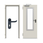 Komplettset-Ansicht von Innentür-Set Stahl mit Feuerschutzfunktion T90-1 FSA-62 mit Rechteckverglasung Ausschnitt 3 inkl. Eck- und Ergänzungszarge - Teckentrup