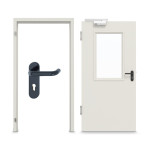 Komplettset-Ansicht von HÖRMANN Innentür-Set Stahl mit Feuerschutzfunktion STU/STS T30-1 mit Lichtausschnitt LA-B2 inkl. 2-schaliger Umfassungszarge