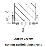 Technische Zeichnung von Zarge Weißlack RAL 9016 Premium ZA-09 mit Rundkante
