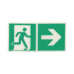 Hinweisschild Rettungsweg Pfeil rechts Selbstklebefolie langnachleuchtend - Interio