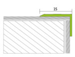 Zeichnung von PROSTEP Winkelprofil Aluminium 25x20mm eloxiert Gold gebohrt 100cm - Proline