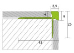 Zeichnung von PROSTEP Treppenkante Aluminium 6mm eloxiert Edelstahl 270cm - Proline