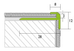 Zeichnung von PROSTEP Treppenkante Aluminium 28x3mm eloxiert Edelstahl 270cm - Proline
