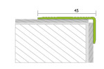 Zeichnung von PROSTEP Winkelprofil Aluminium 45x23mm eloxiert Edelstahl gebohrt 270cm - Proline