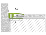 Zeichnung von PROVARIO Uni Abschlussprofil Aluminium 7-18mm eloxiert Champagne 100cm - Proline