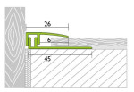 Zeichnung von PROVARIO Uni Abschlussprofil Aluminium 7-18mm eloxiert Silber breites Bas. 100cm - Proline
