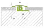 Zeichnung von PROVARIOclip Uni Übergangsprofil Edelstahl V2A 7-18mm gebürstet 270cm - Proline