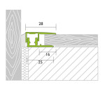 Zeichnung von PROVARIOclip Uni Abschlussprofil Edelstahl V2A 7-18mm gebürstet 100cm - Proline