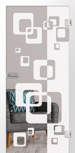 Bild von Retro 3 Mattprint Glastür mit Motiv matt - Erkelenz
