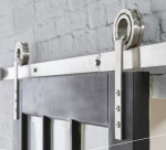 Detail von Schiebetürsystem Modern Edelstahl gebürstet für Holztüren - Intersteel