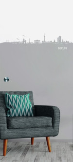 Bild von Skyline Berlin Mattprint Schiebetür Ganzglas mit Motiv klar - Erkelenz