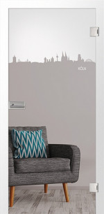 Bild von Skyline Köln Mattprint Glastür mit Motiv klar - Erkelenz