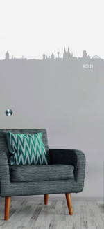 Bild von Skyline Köln Mattprint Schiebetür Ganzglas mit Motiv klar - Erkelenz