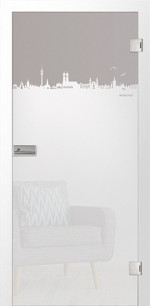 Bild von Skyline München Mattprint Glastür mit Motiv matt - Erkelenz
