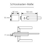 Zeichnung von SlimLine Schwarz Beschlagset für zweiflügelige Glastür - Erkelenz