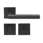 T-Form Magneto Edelstahl schwarz Quadratrosetten Zimmertürgarnitur WC - ProGriff