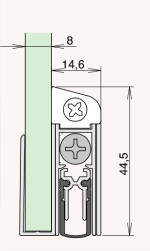 Technische Zeichnung für 8 mm von Glastürdichtung Schall-Ex silberfarben eloxiert - Interio