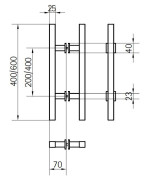 Technische Zeichnung von Griffstange Milan 400 beidseitig eckig in Schwarz - Erkelenz